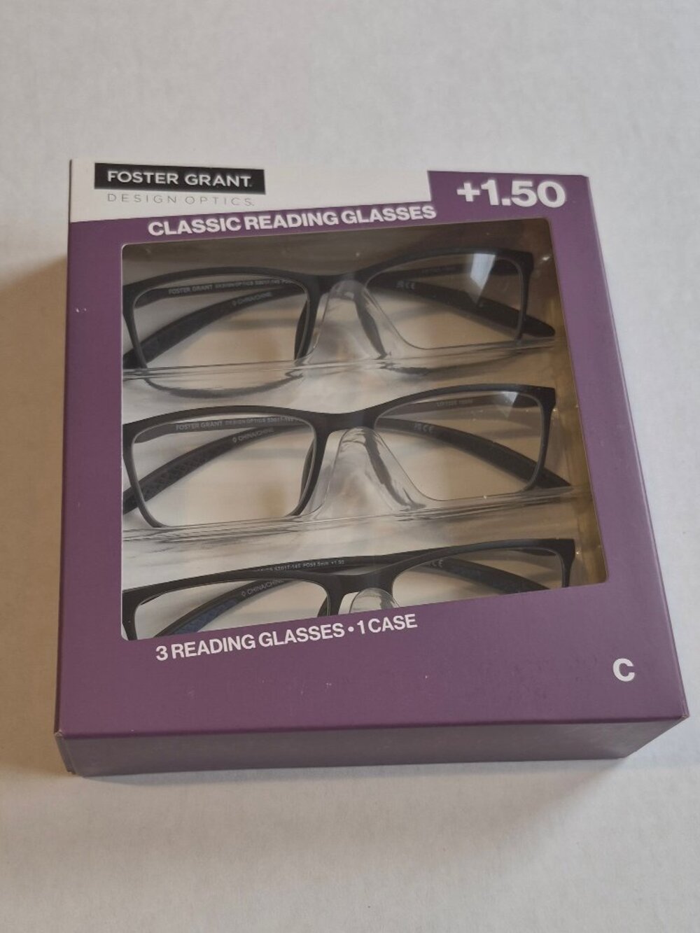 Design Optics by Foster Grant Classic Reading Glasses+ Case, 3 Pk +1.50 Style C - Picture 2 of 3